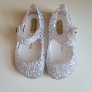 Mini Melissa Campana Jelly Toddler Shoes White Holographic Size 6
